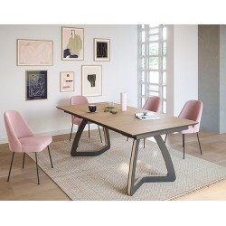 Table en céramique Concept piètement design métal et bois