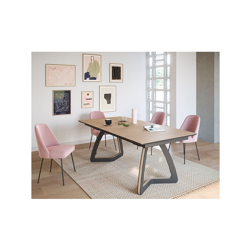 Table en céramique Concept piètement design métal et bois