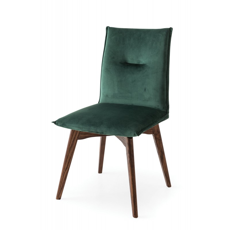 Chaise design structure bois pivotante et assise en velours MAYA