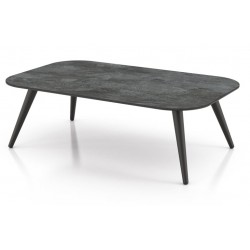 Table basse design avec plateau céramique, verre ou bois