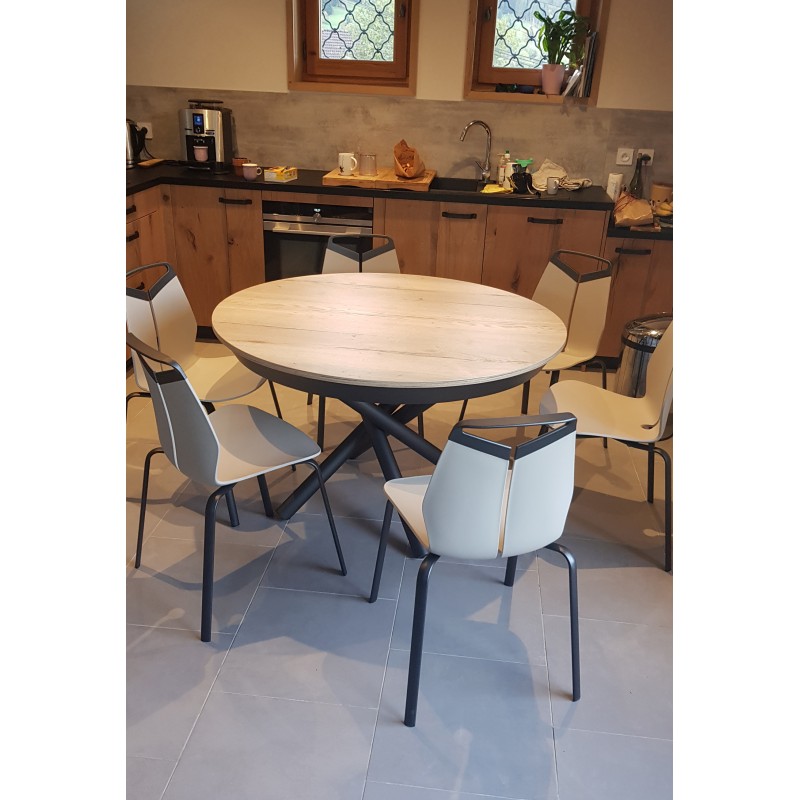 Table ronde extensible plateau céramique ou bois